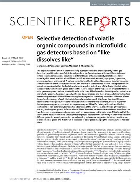 (PDF) Selective detection of volatile organic compounds in microfluidic ... 