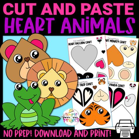 Ultimate Heart Animal Cut and Paste Crafts - Simple Mom Project Store