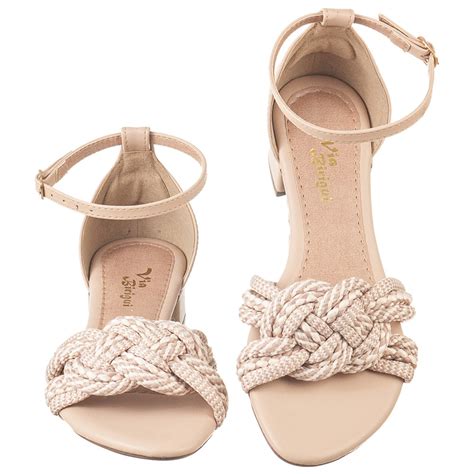 Sandália Fem Via Birigui Salto Baixo Traseiro Fechado Cordão Nude Compre Agora Dafiti Brasil
