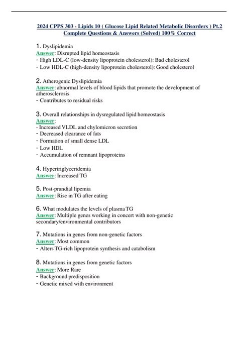 Cpps Lipids Glucose Lipid Related Metabolic Disorders