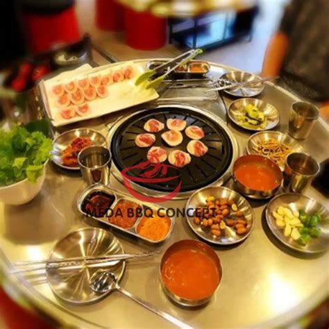 Hot Pot Bbq Samgyupsal Grill Butane Gas Stove Built In Table