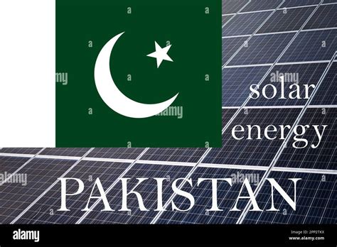 Solar Energy Panels With Pakistan Flag Background Sustainable