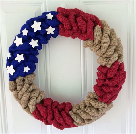 American Flag Burlap Wreath Patriotic Wreath By TheCraftinBear