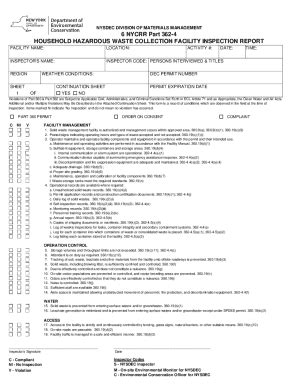 Fillable Online Part 362 4 HHW Facility Inspection Form Part 362 4 HHW