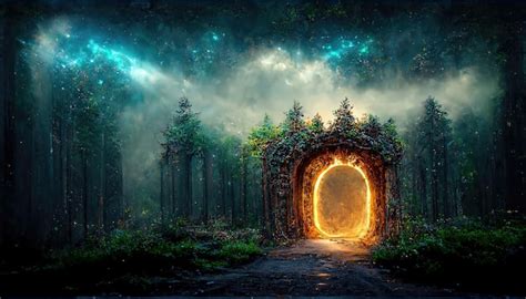 Premium Photo Spectacular Portal Archway In Fantasy Forest Digital