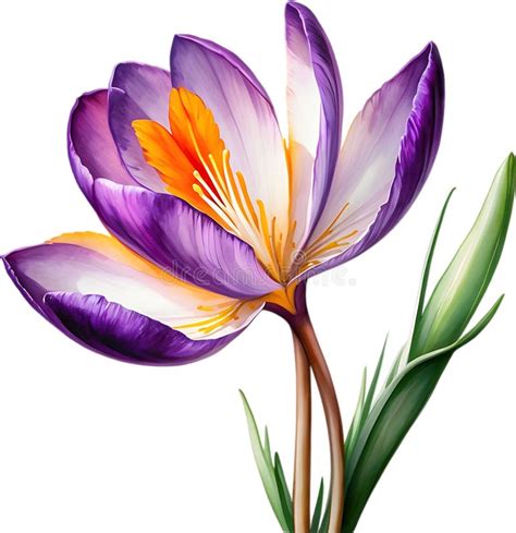 Watercolor Painting Of A Saffron Crocus Crocus Sativus Flower Ai