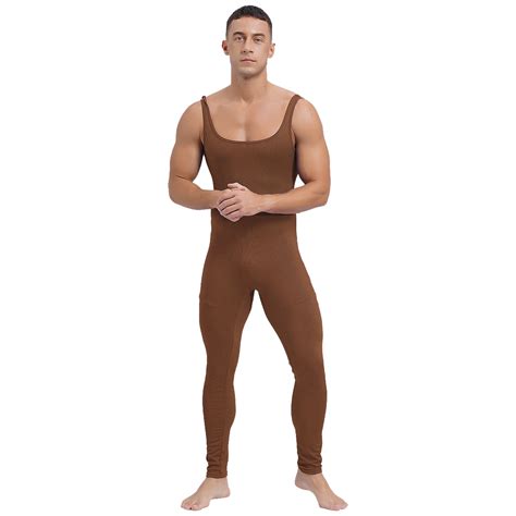 YONGHS Men's Sleeveless Full Body Unitard One Piece Slim Fit Rompers