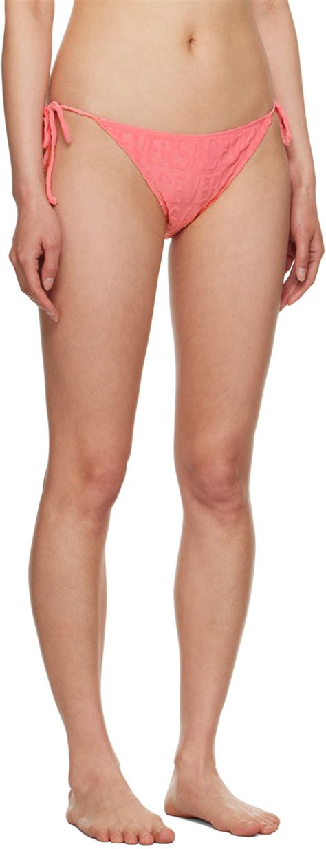 Versace X Dua Lipa Allover Towel Bikini Bottoms In 1po20 Flamingo ModeSens