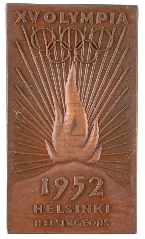 Helsinki 1952 Summer Olympics Torchbearer Plaque RR Auction