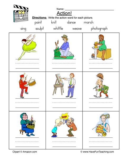 Action Words Worksheet 1