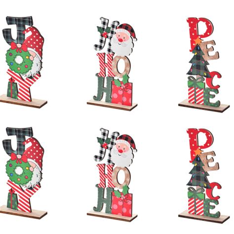 6 Pack Christmas Table Decorations Signs Wooden Centerpiece Signs Merry ...