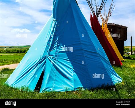 Colorful Native American Teepees Near The Little Bighorn Battlefield National Monument