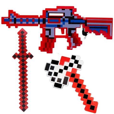 MINECRAFT ZESTAW 3w1 KARABIN MIECZ SIEKIERA PIXEL 13156727588