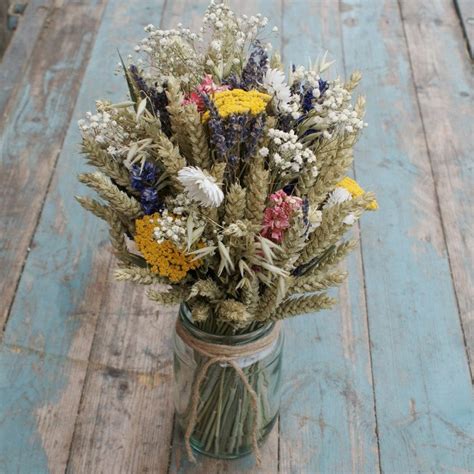 Festival Meadow Dried Flower Jar Posy Wedding Table Centerpiece Etsy UK