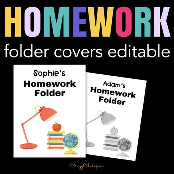 homework folder cover page sheet editable  home folder cover