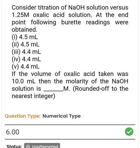 Consider Titration Of Naoh Solution Versus 125m Oxalic Acid Solution At