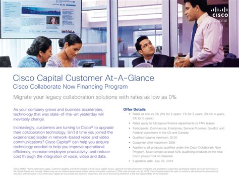 Cisco Capital Customer At A Glance Cisco Collaborate Now Financing