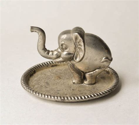 Vintage Silver Elephant Ring Holder Ring Dish Elephant Tray