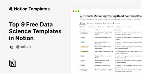 Top 9 Free Data Science Templates Notion Template Gallery