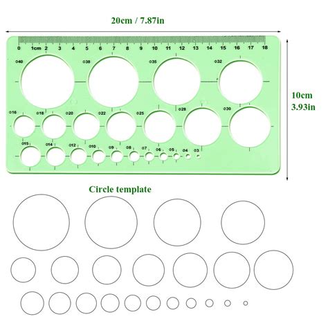 Circle Templates Measuring Geometry Ruler Shape Stencils Drawing Set