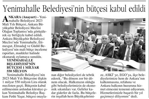 YENİMAHALLE BELEDİYESİ NİN BÜTÇESİ KABUL EDİLDİ