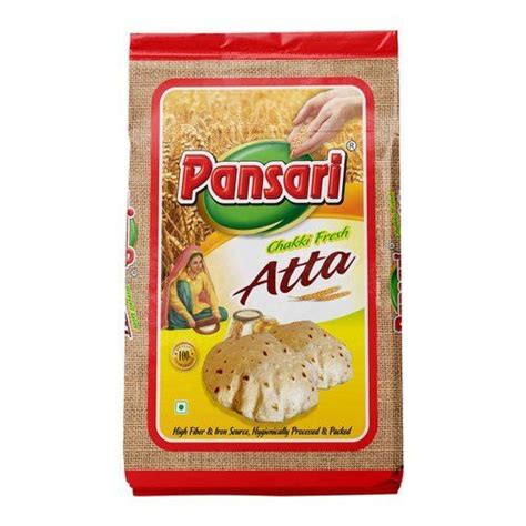 Organic Fresh Pansari White Chakki Atta Packaging In Packet For