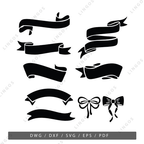 Ribbon Banner Svg File Label Bundle Vector Silhouette Pdf Etsy