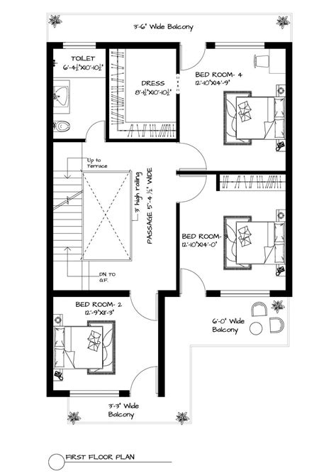 House Plan For X Feet Plot Size Sq Yards Gaj Archbytes