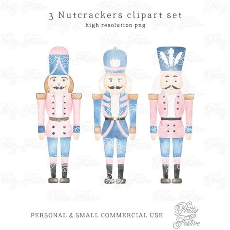 Pink Blue Watercolor Nutcracker Clipart Christmas Nutcrackers Clipart