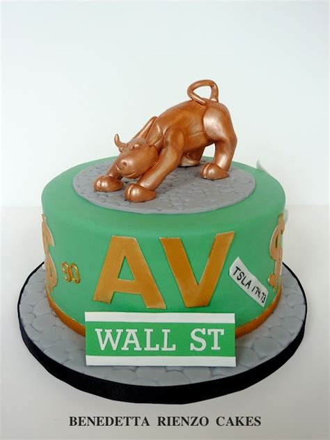 Wall Street Themed Cake With Charging Bull Topper By Benedetta Rienzo