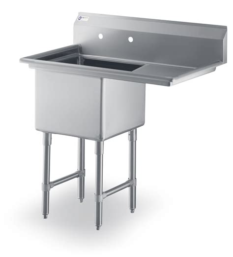 18 Gauge Stainless Steel Sink with One 18" Drainboard On Right - SWS1C242414- 24R-316 - STEEL ...