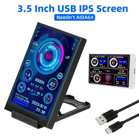 Inch Ips Type C Secondary Screen For Computer Cpu Gpu Ram Hdd