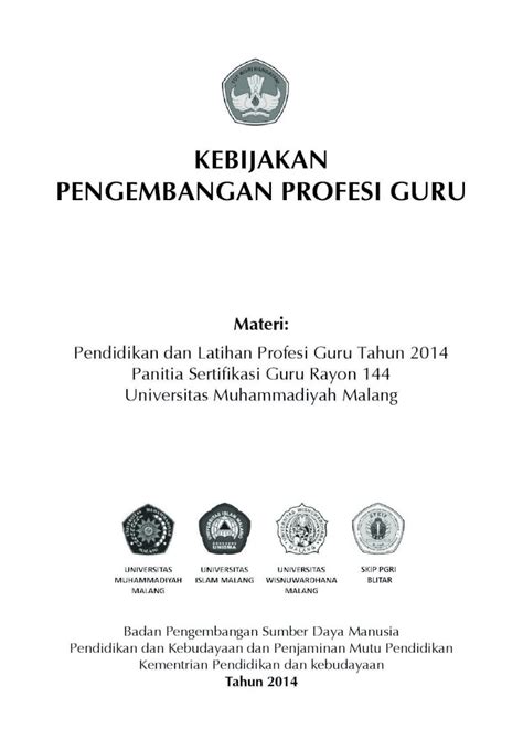 Pdf Kebijakan Pengembangan Profesi Guru Psg Ummpsg Umm Ac Id