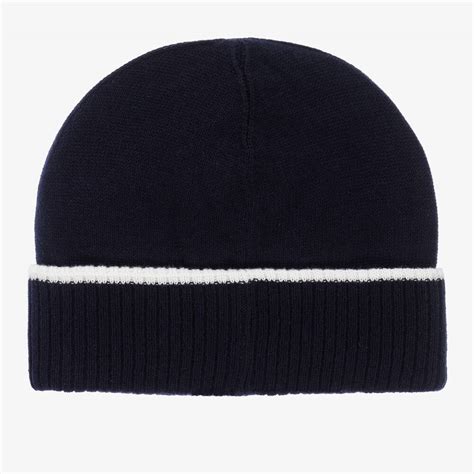 BOSS - Navy Blue Cotton Beanie Hat | Childrensalon