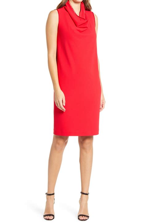 Buy Anne Klein Wo Cowl Neck Shift Dress Rouge At 40 Off Editorialist