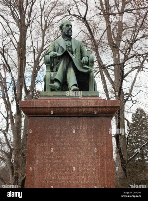 John Roebling statue Cadwalader park Trenton NJ Stock Photo - Alamy