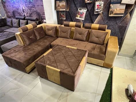 Velvet Wooden Seater L Shape Sofa Set At Rs Set In Jalandhar