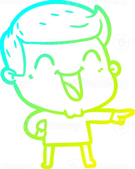 Cold Gradient Line Drawing Of A Cartoon Man Laughing 43490340 Png