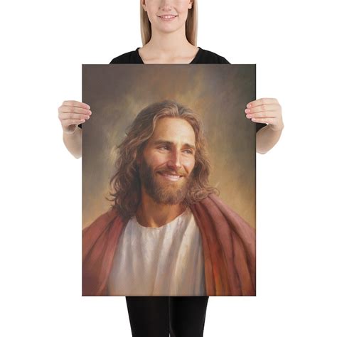 Jesus Christ Canvas Print Christian Art Smiling Jesus Christ Lds Art