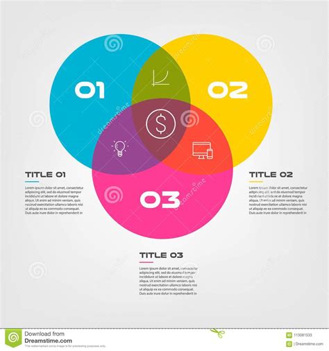 Venn Diagram Color Round Set Three Four Intersected Circle