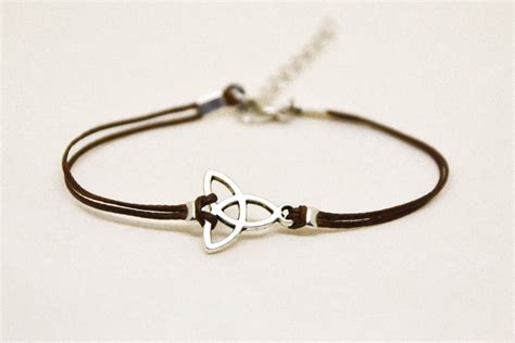 Trinity Bracelet Brown Charm Bracelet Silver Tone Triquetra Etsy