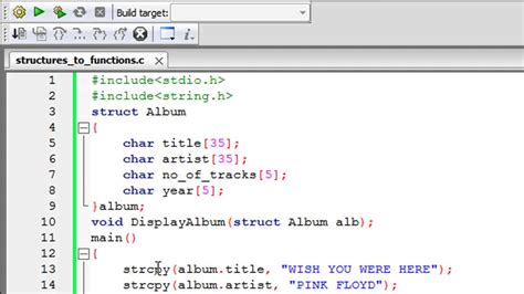 C Programming Tutorial 69 Passing Structures To Functions Youtube