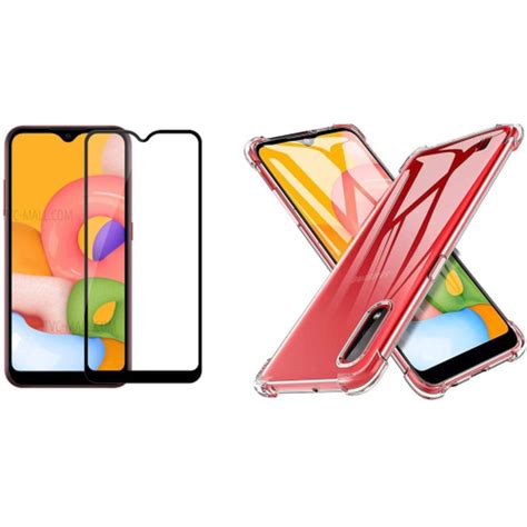 Kit Compatível Celular Samsung Galaxy A01 Capa Película Vidro 3D