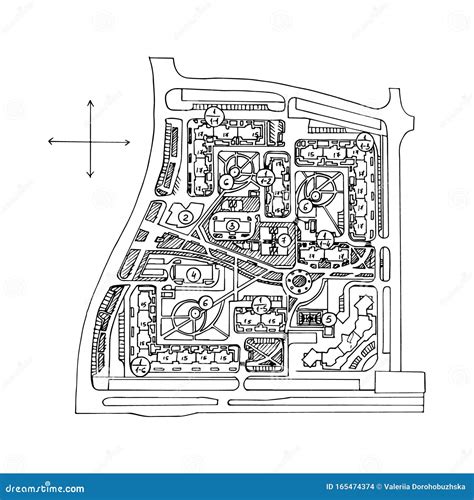 Street city hand drawn map stock vector. Illustration of cartography ...