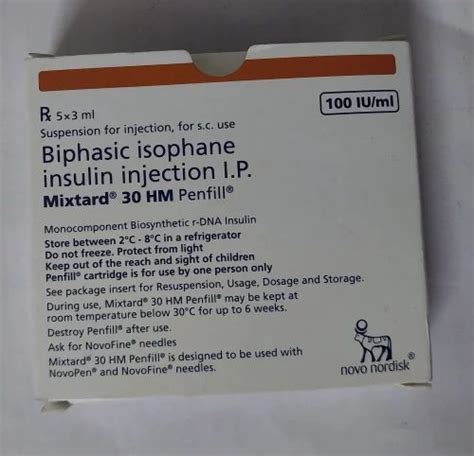 Mixtard Biphasic Isophane Insulin Injection I P U Ml Ml At Rs