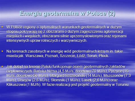 Energia Geotermalna Pompy Ciep A Ma E Elektrownie Wodne Ppt Pobierz