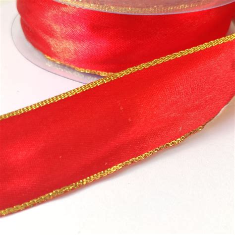 Fita De Cetim Lurex 25 Mm Vermelho Dourado Atelier Das Artes