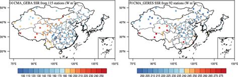 Spatial Distributions Of Annual Mean Surface Downward Solar Radiation