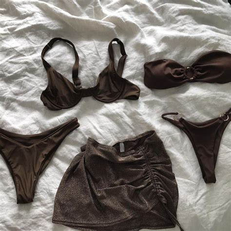 Bikini Bundle X Brown Bikini Sets X Cover Up Depop