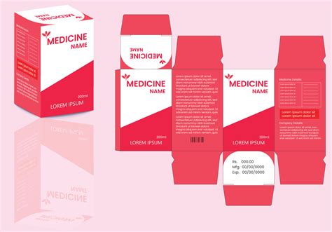 Medicine package design. Medicine box template design. Package die cut ...